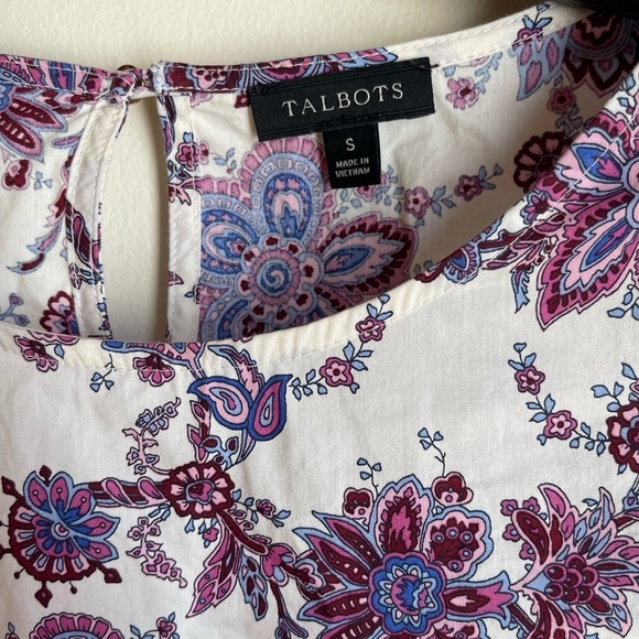 Talbots Puff Sleeve Blouse Paisley Print Size Small Bohemian - Picture 6 of 7